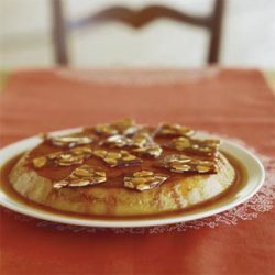 Date Flan with Almond Brittle