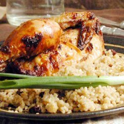 Hamam Mahshi bi Burghul (Cornish Hens with Bulgur, Raisins, and Pine Nuts)