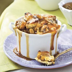 Peanut Butter-Banana Sandwich Bread Puddings With Dark Caramel Sauce