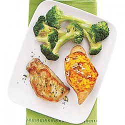 Twice-Baked Sweet Potatoes with Pork Chops