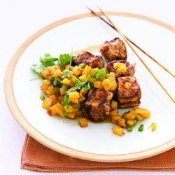 Chili-Rubbed Pork Kebabs with Pineapple Salsa