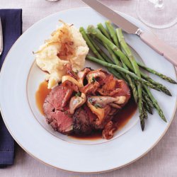 Roast Beef with Wild Mushroom Sauce and Caramelized-Shallot Mashed Potatoes