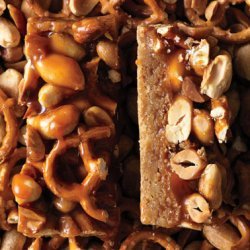 Butterscotch Blondie Bars with Peanut-Pretzel Caramel