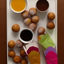 Bomboloni with Chocolate Espresso, Whisky Caramel, and Clementine Sauces