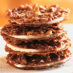 Pecan Lace Sandwich Cookies with Orange Buttercream