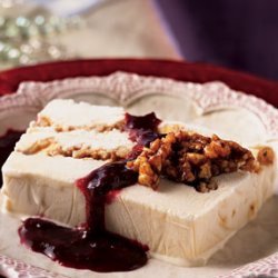 White Chocolate Praline Ice Cream Terrine with Blackberry-Raspberry Sauce