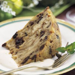 Christmas Croissant Pudding with Sour Cream and Brown Sugar Sauce