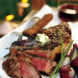 Grilled Rib-Eye Steaks with Parsley-Garlic Butter