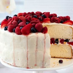 Orange Layer Cake with Buttercream Frosting and Berries