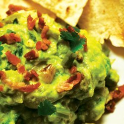 Guacamole with Bacon, Grilled Ramps (or Green Onions) and Roasted Tomatillos