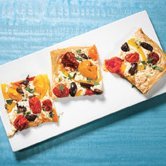 Phyllo Pizza with Smoked Mozzarella and Cherry Tomatoes