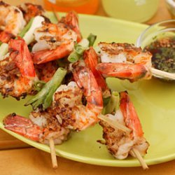 Grilled Shrimp and Scallions with Southeast Asian Dipping Sauces