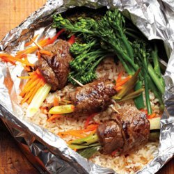 Beef Negimaki With Broccolini and Rice