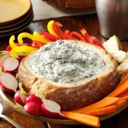 Spinach Dip in a Bread Bowl