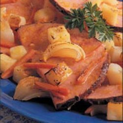 Sliced Ham with Roasted Vegetables