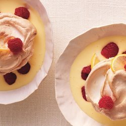 Floating Islands with Lemon-Scented Custard Sauce and Raspberries