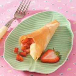 Coconut Strawberry Phyllo Cones