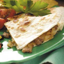 Onion Sausage Quesadillas