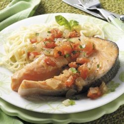 Tomato-Basil Salmon Steaks