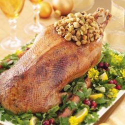 Roasted Goose with Savory Garlic Stuffing