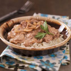 Mushroom Beef Tips with Rice