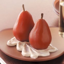 Poached Pears with Orange Cream