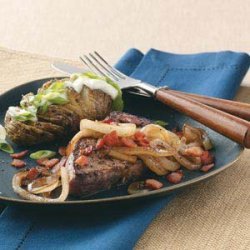 Steaks with Molasses-Glazed Onions