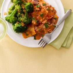 Ravioli with Sausage & Tomato Cream Sauce