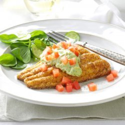 Cornmeal Catfish with Avocado Sauce