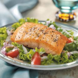 Salmon Fillets on Greens