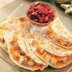 Turkey Quesadillas with Cranberry Salsa