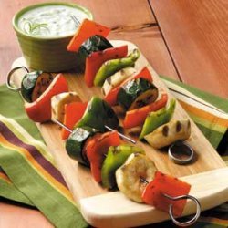 Veggie Kabobs with Gingered Yogurt