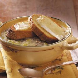 Leek Soup with Brie Toasts