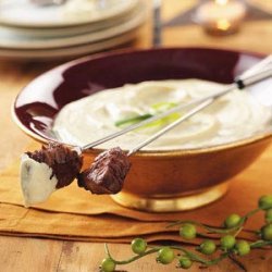 Beef Fondue with Mustard-Mayonnaise Sauce