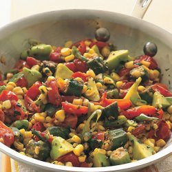 Fresh Corn Sauté with Tomatoes, Squash, and Fried Okra
