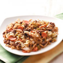 Ramen-Vegetable Beef Skillet