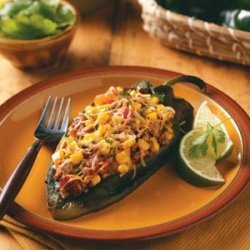 Poblanos Stuffed with Chipotle Turkey Chili