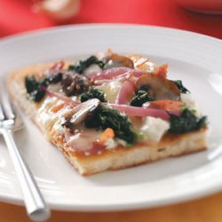 Spinach, Mushroom & Three-Cheese Pizza