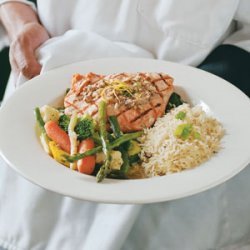 Wild Salmon with Hazelnuts Over Spinach