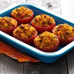 Stuffed Tomatoes with Chorizo and Corn Bread