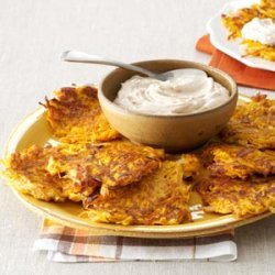 Sweet Potato Pancakes with Cinnamon Cream