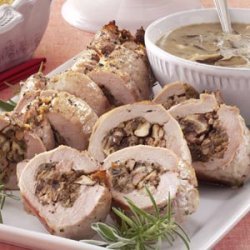 Stuffed Pork Tenderloin with Shiitake Mushroom Sauce