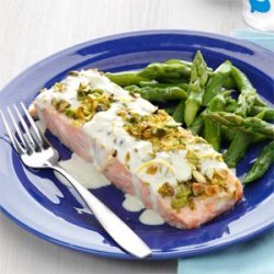 Pistachio-Crusted Salmon with Lemon Cream Sauce