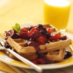 Waffles with Peach-Berry Compote