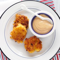 Shrimp Corn Cakes with Soy Mayo