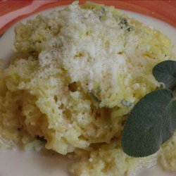 Low Carb Baked Spaghetti Squash With Garlic Sage Cream