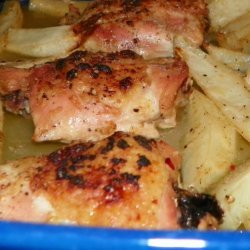 Amazing Baked Lemon Garlic Chicken Thighs and Potatoes