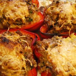 Vegetarian Baked Stuffed Red Bell Peppers