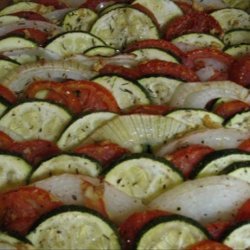 Roasted Tomatoes Onions and Zucchini
