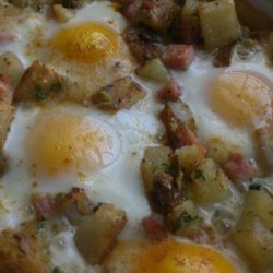 Baked Brie, Potatoes, Ham and Eggs